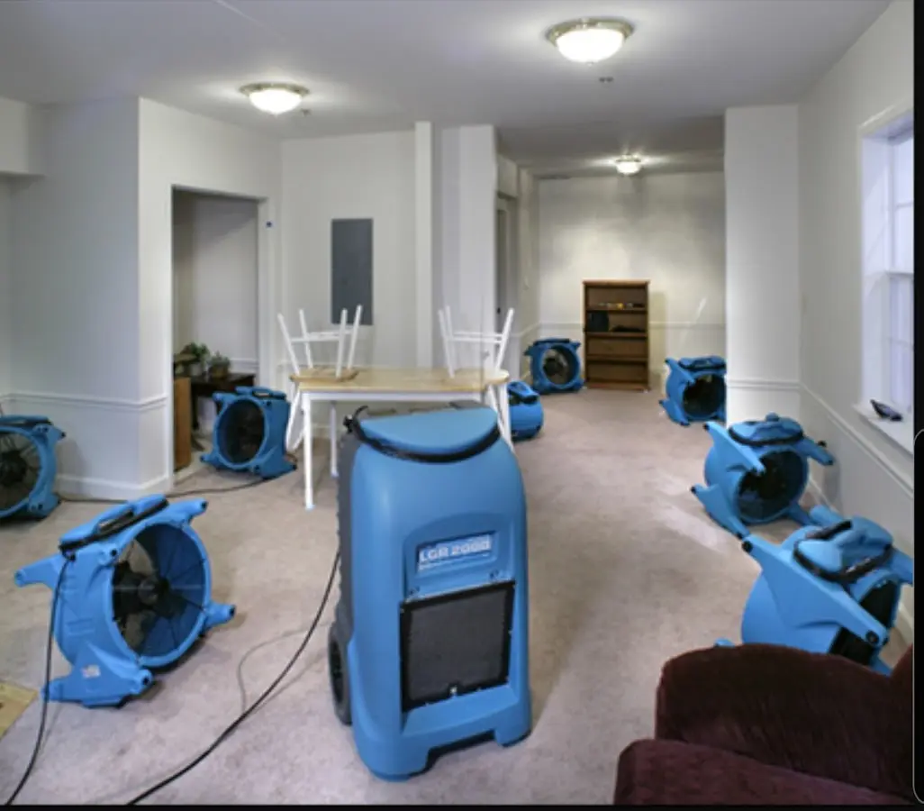 Air movers and dehumidifier setup for Water Damage Restoration in Glenolden