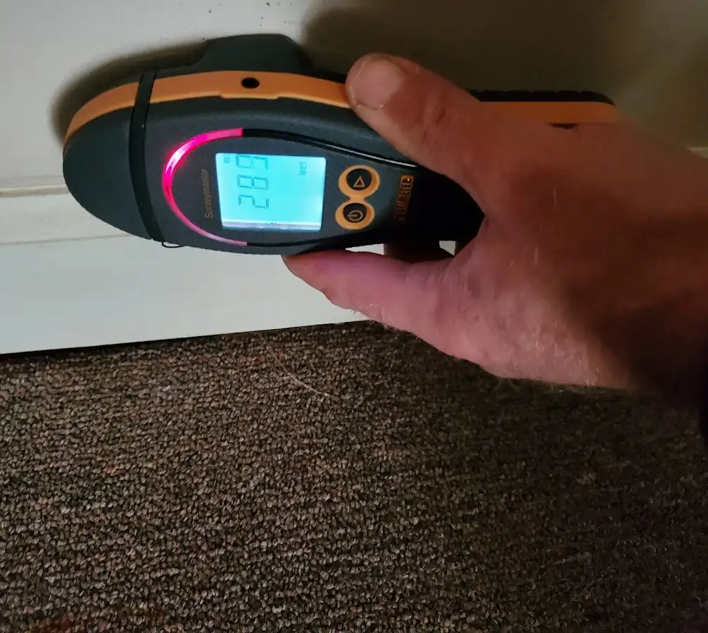 Moisture detection at baseboard during Mold Inspection & Testing in Glenolden